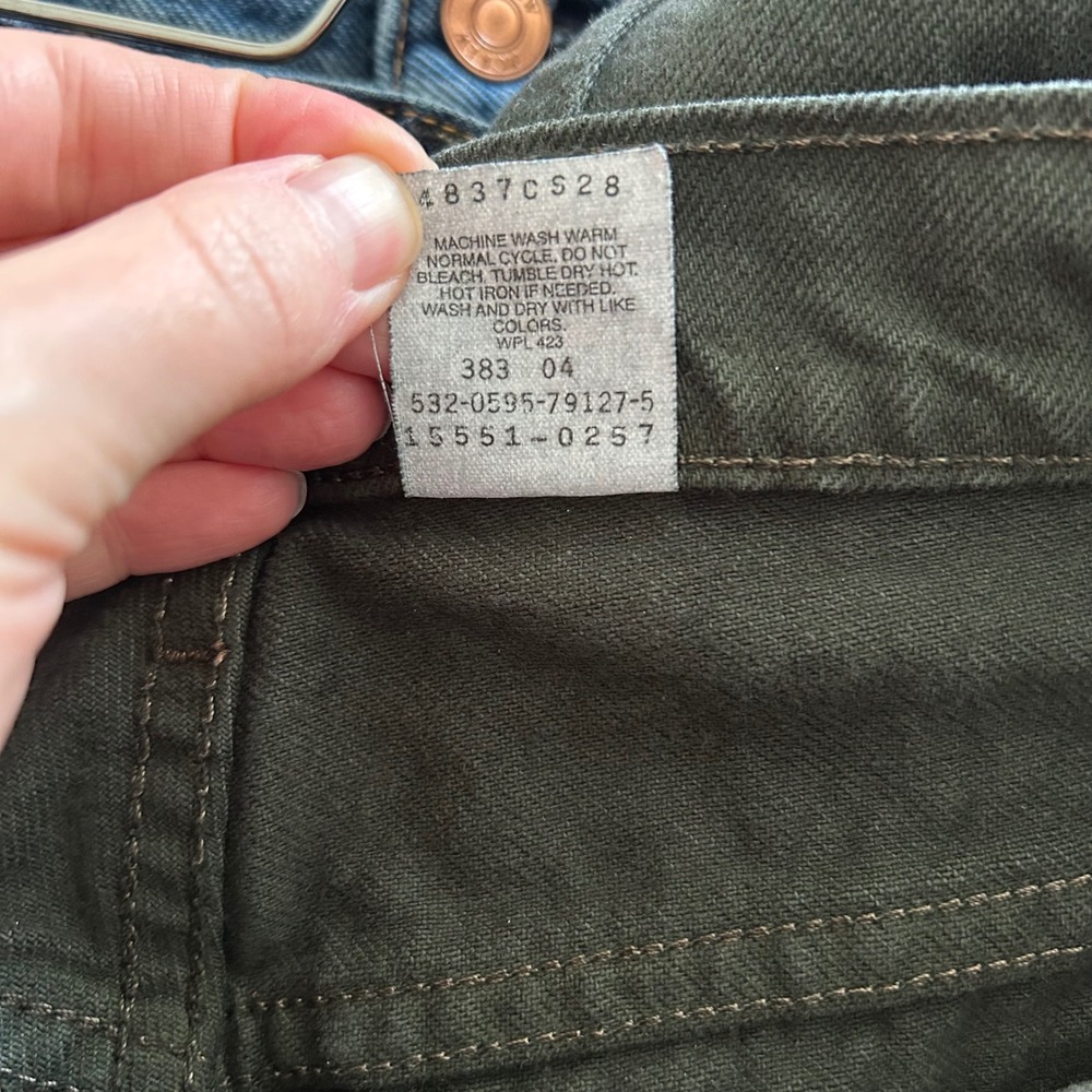 Vintage Levi's 551 Jeans Olive Green 12 MED Relaxed Tapered High Waist USA Made - Picture 6 of 6